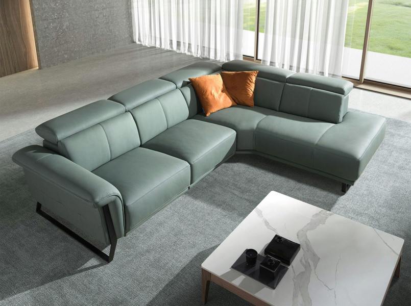 Angel Cerdá Relax corner sofa in turquoise green leather 6251/6252
