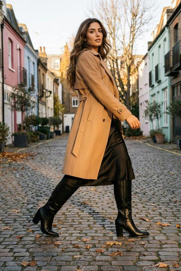 ikrush Mercedes Faux Leather Knee High Block Heel Boots