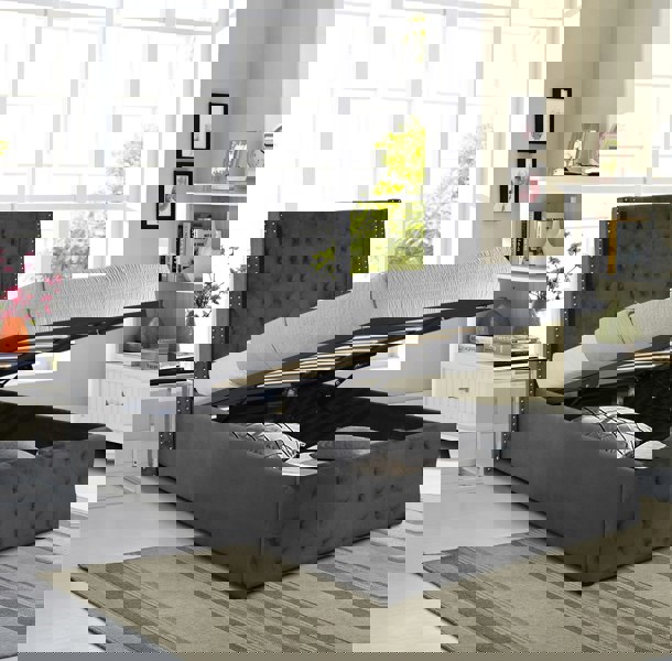 Comfy Living Winged Plush Velvet Ottoman Bed