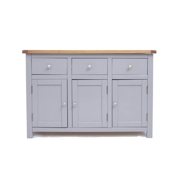 Mirano Grey 3 Drawer 3 Door Sideboard Chrome Knob