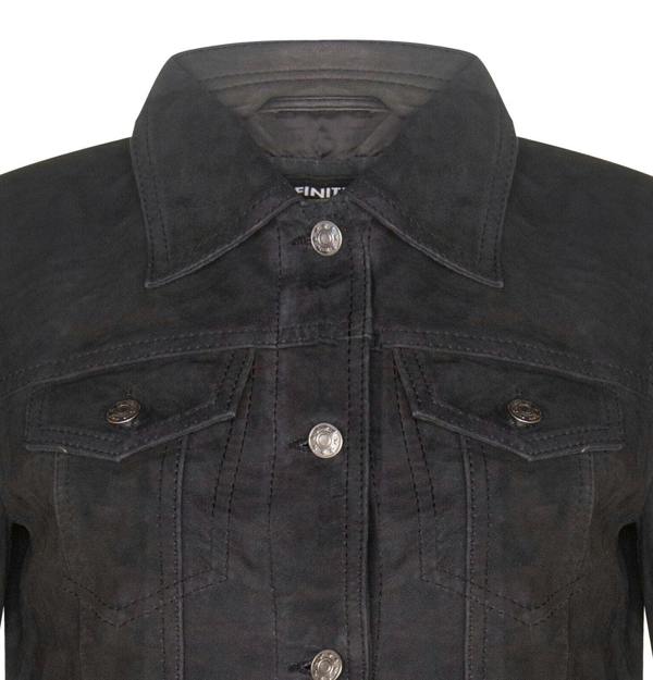 Infinity Leather Womens Goat Suede Trucker Jeans Jacket-Astoria