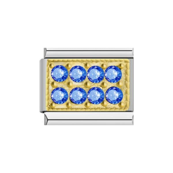 Serafina Blue Rhinestone Gold Tile | Italian Style Bracelet Charm