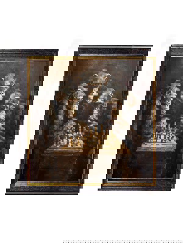 Exceptional Art The Chess-Playing Chimps - Oxford Square Frame