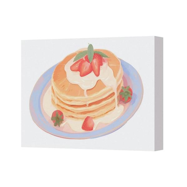 Benjamin Tate Design Canvas Wall Art Pancake Stack With Syrup And Strawberries