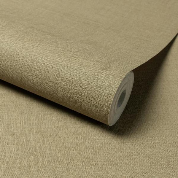 Grandeco Linen Effect Fabric Plain Textured Wallpaper, Moss Green
