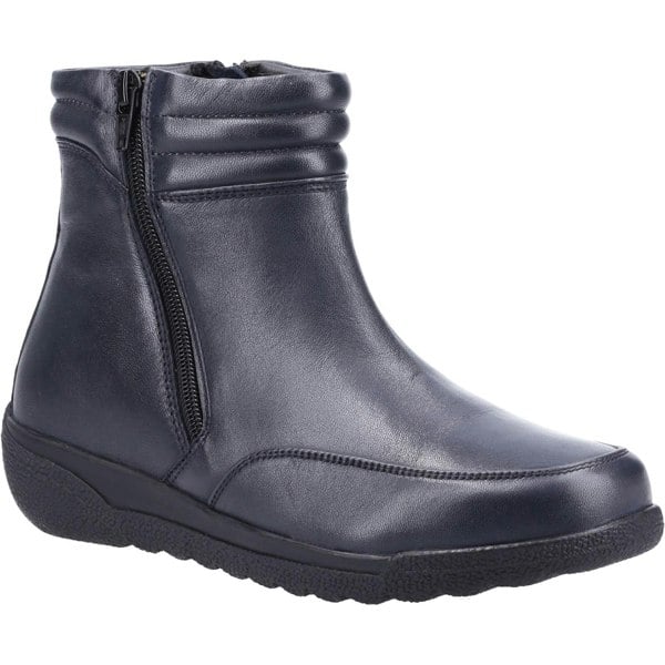 Fleet & Foster Womens/Ladies Morocco Twin Zip Leather Ankle Boots - Navy