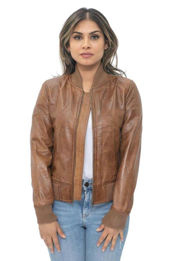 Infinity Leather Womens MA-1 Leather Bomber Jacket-Abbotsford