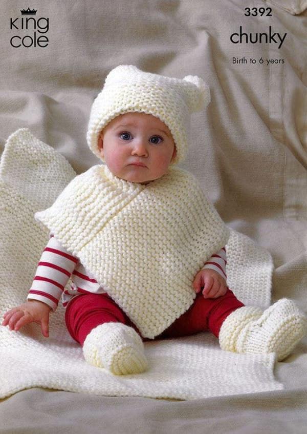 King Cole Comfort Knitting Pattern 3392, Blankets, Shoes, Headwear, Ponchos for Baby, 6 Months - 6 Years - Easy