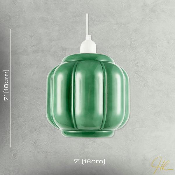 Emerald Green Traditional Pendant Ceiling Lamp Shade with Deep Grooves Image 7