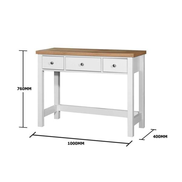 Timber Art Design Astbury 3 Drawer Dressing Table Vanity  Makeup Desk White and Oak