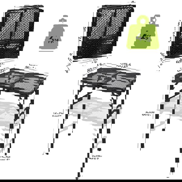 Levede Folding Camping Table Adjustable Height Aluminium Picnic Desk Black 90cm