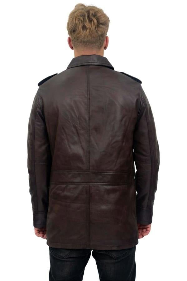 Infinity Leather Mens Leather Parka Safari Coat-Mesa Verde