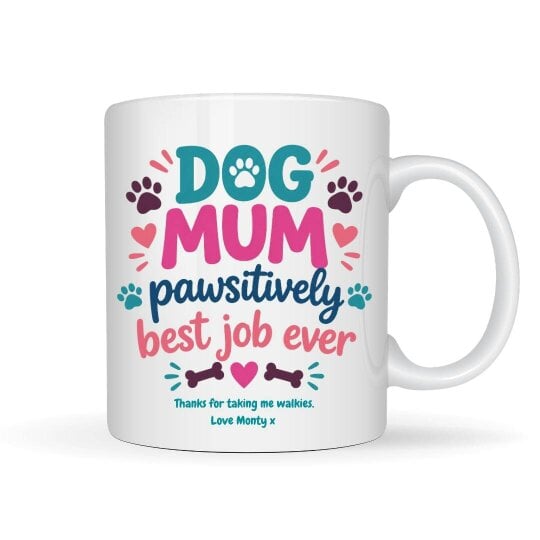Aye Do Gifts Personalised Dog Mum Pawsitively Best Job Ever Mug, Candle & Socks Gift Hamper | Mum Gift