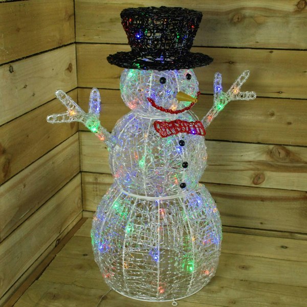 Samuel Alexander LIGHT UP 76cm ACRYLIC Christmas SNOWMAN with 88 MULTI COLOUR LED Lights