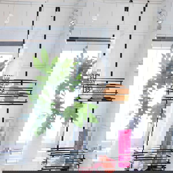 BESLAGSBODEN Matt Black Stainless Steel Double Hanging Shower Basket