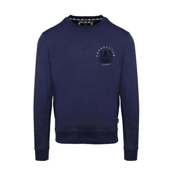 Aquascutum Unisex Adult Ribbed Collar Regular Long-Sleeved Sweatshirt - Navy - 
