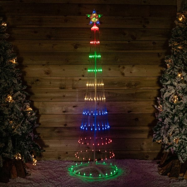 Samuel Alexander 1.8m Light up Christmas Cone Tree with 220 Multi-Coloured LEDs and Timer Function