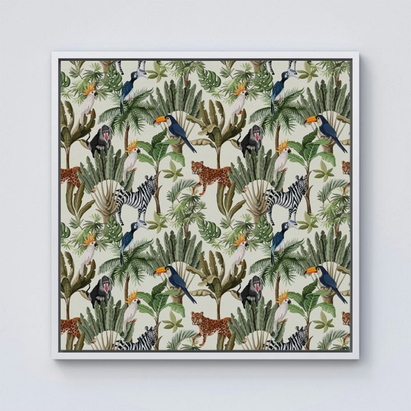 Warren Reed Exotic Trees And Animals Framed Canvas