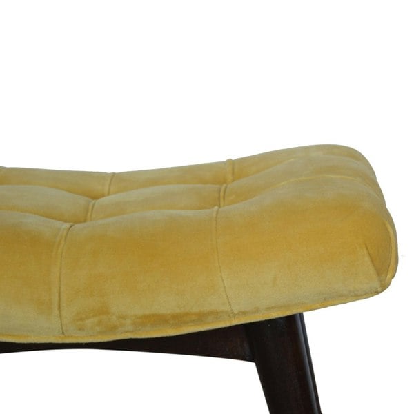 Artisan Furniture Mustard Cotton Velvet Curved Bench