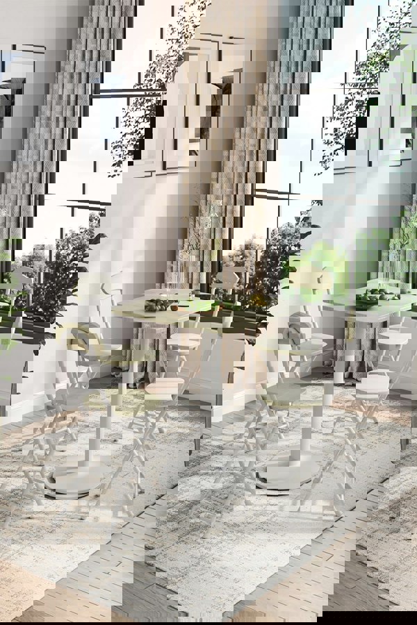 Living and Home 5-piece Set of Square Table & 4 Chairs Bistro Coffee Table Dining Furniture Set