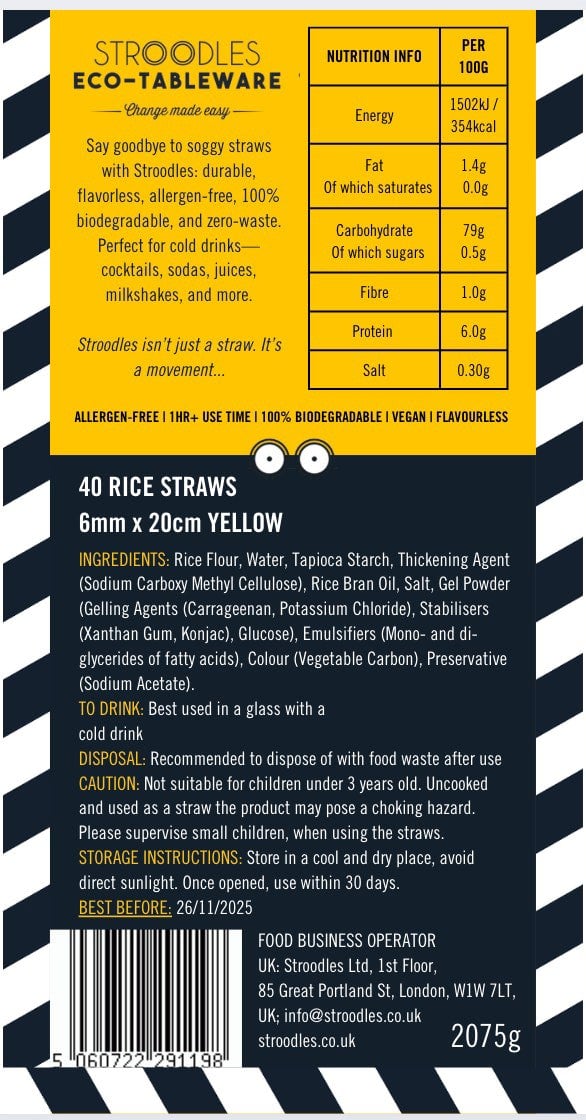 Stroodles 40 Rice Pasta Straws