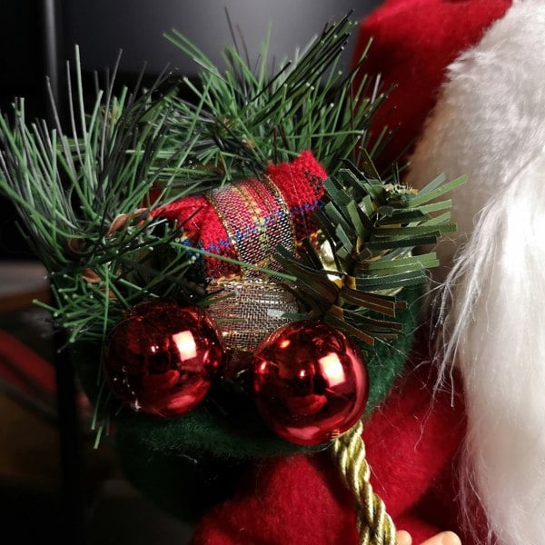 Samuel Alexander 40cm Red Standing Santa Claus Indoor Decoration with Present and Green Sack
