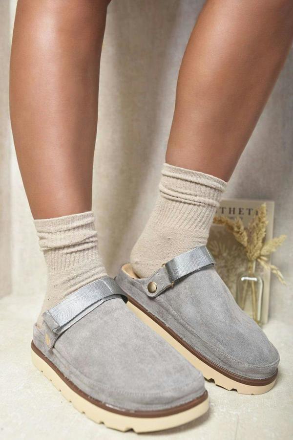 Rebeca Slingback Closed Toe Clogs - Grey