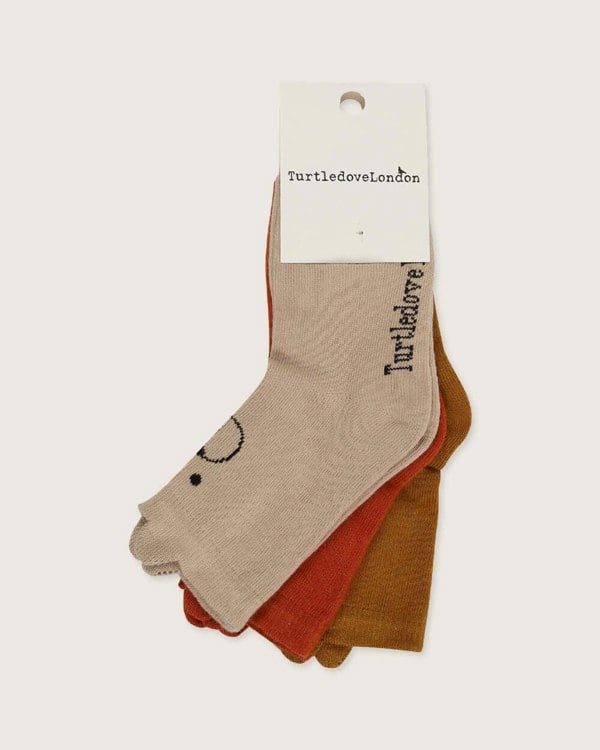 Multicolour Bear Face Print Socks - 3 Pack - image 5