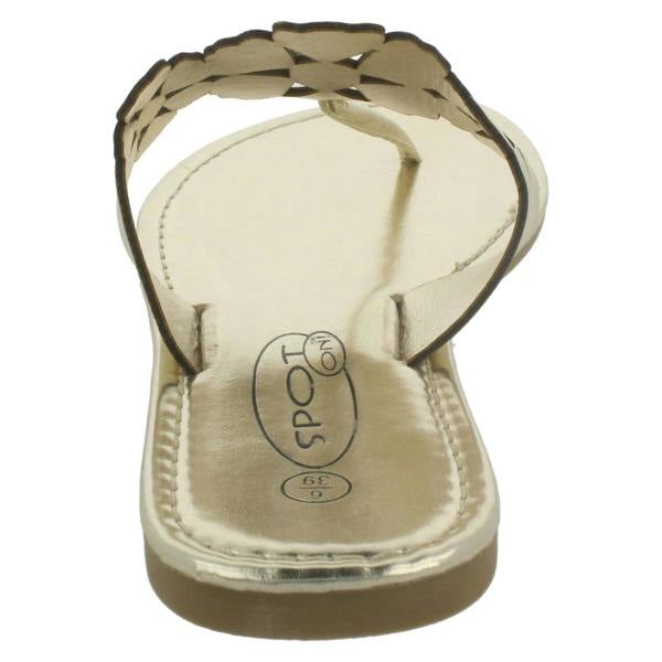 Spot On Ladies Spot On Flat Toe Post Sandal With Flower Design