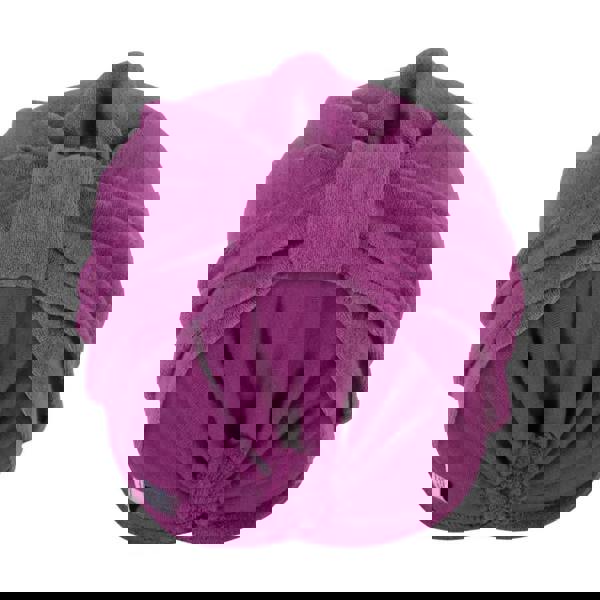 Purple microfiber sauna cap with bow tie turban design by Fashy