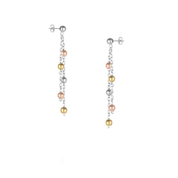 Spero London Dorica Sterling Silver Multi Bead Drop Earrings