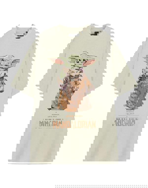 Star Wars The Mandalorian Mens Beige Grogu Short Sleeved T-Shirt