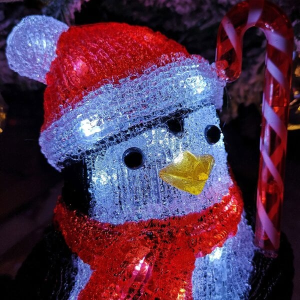 Samuel Alexander 30cm LED Soft Acrylic Penguin with Candy Cane Christmas Decoration