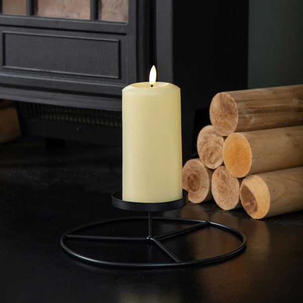 Samuel Alexander 25cm Black Round Metal Pillar Candle Ring Holder