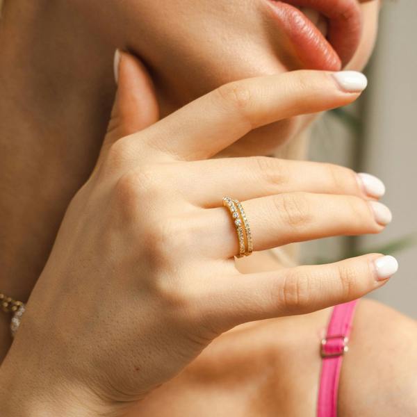 BLOOMTINE Illuminess™ Gold Vermeil Combi Stack Ring