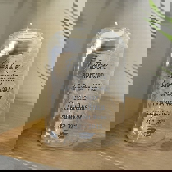 Personalised Memento Company Personalised Loved Ones Memorial Feather Tealight Holder