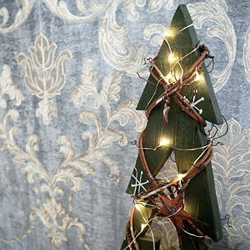 30cm Green Tree Wooden LED Tree Tabletop Centrepiece Christmas Holiday Home decoration with 20 Warm white LEDs Green Tree image 7