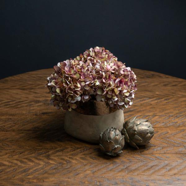 Wyld Haus Set of 3 Artificial Flowers Autumn Burgundy Hydrangea Stems