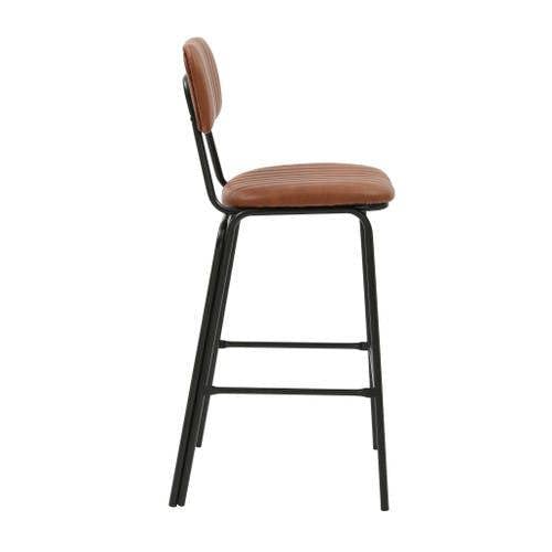 Lamboro Belluno Brown Kitchen Bar Stool with Faux Leather Seat & Fixed Metal Legs