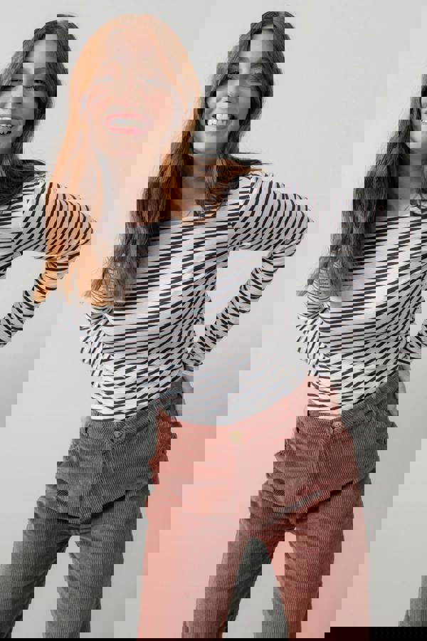 Monica Jersey Striped Long Sleeve Top Chocolate | Lily and Me Clothing