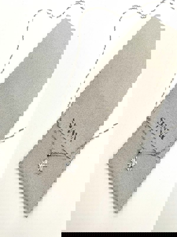 SVNX Floral Crystal Pendant Necklace in Silver Colour