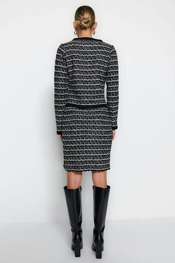 WOVCOR 2-Piece Soft Texture Knit Cardigan & Skirt Set