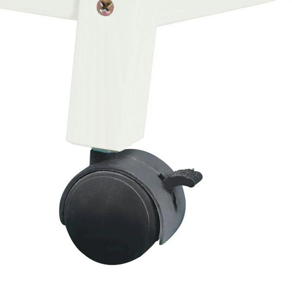 Black caster wheel for the grey wooden rabbit hutch