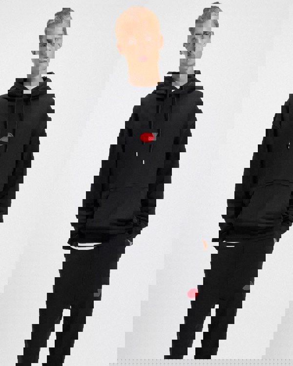 HUGO Dilvano Mens Pullover Hoodie with Waxed-Stamp Logo - Black 001