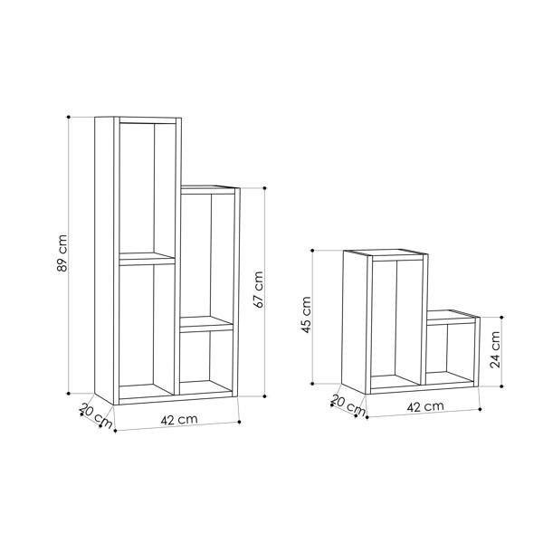 Decortie Sule Modern Plant Stand Multipurpose 2-Piece Display H 89cm
