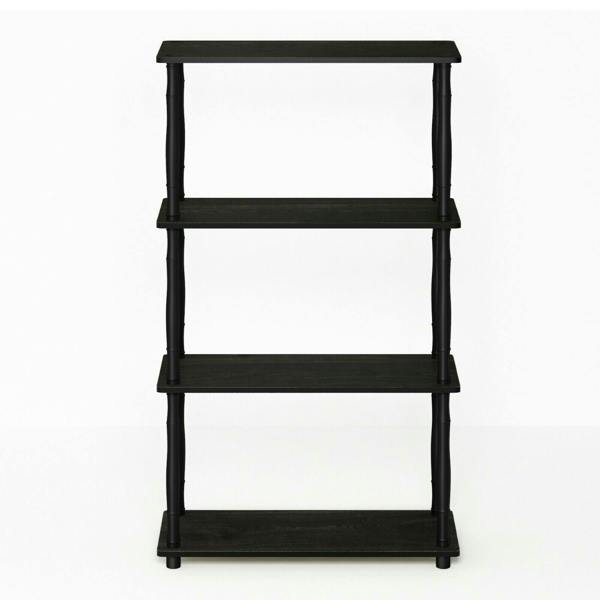 WALPLUS Versatile Turn-N-Tube 4-Tier Multipurpose Shelf Display Rack with Classic Tubes, Espresso/Black, /BK for Entryway - SKU 18034EX