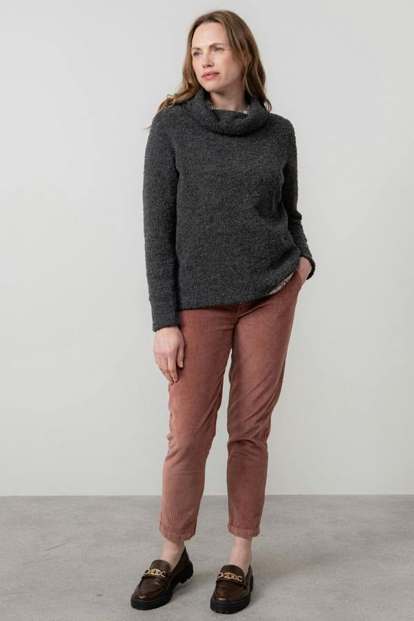 Lily & Me Cosy Day Boucle Knit Cowl Neck Jumper Charcoal