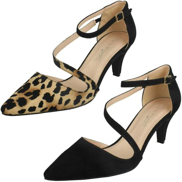 Anne Michelle Ladies Anne Michelle Mid Heel Strap Court Shoes F9960