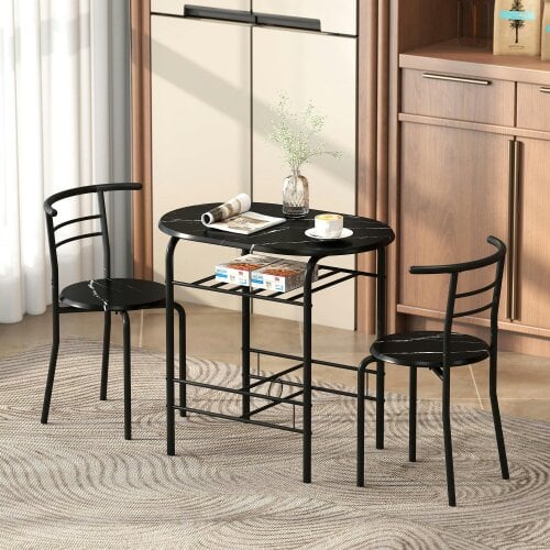 Wyld Haus Tolo Black Compact 3 Piece Dining Table And Chair Set