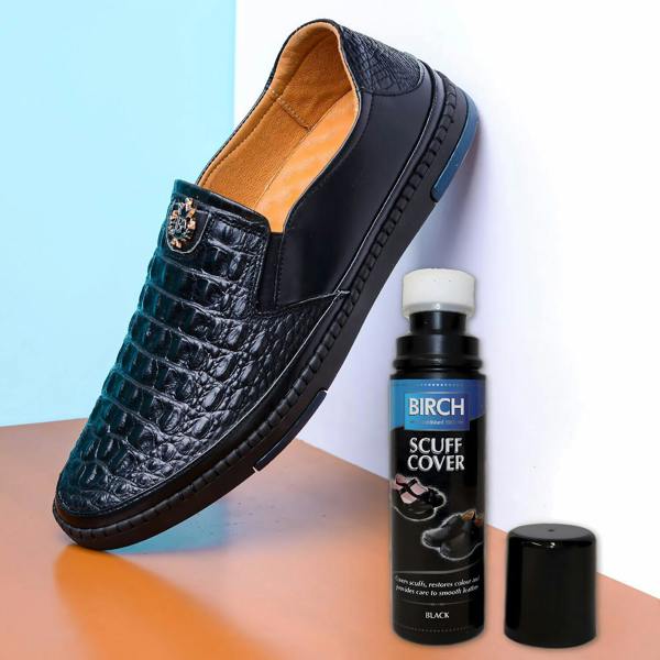 BIRCH Black Scuff Cover - Conceals Scratches & Scuffs on Leather Shoes 75ml